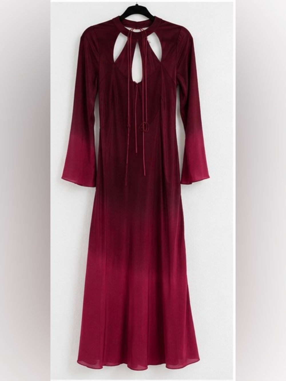 RIXO Couture Kaia Silk Dip Dye Plum Red Open Back Maxi Dress XS UK 8/US4 - Picture 8 of 14